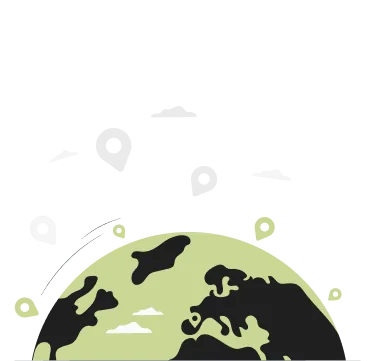 Globe with location pins